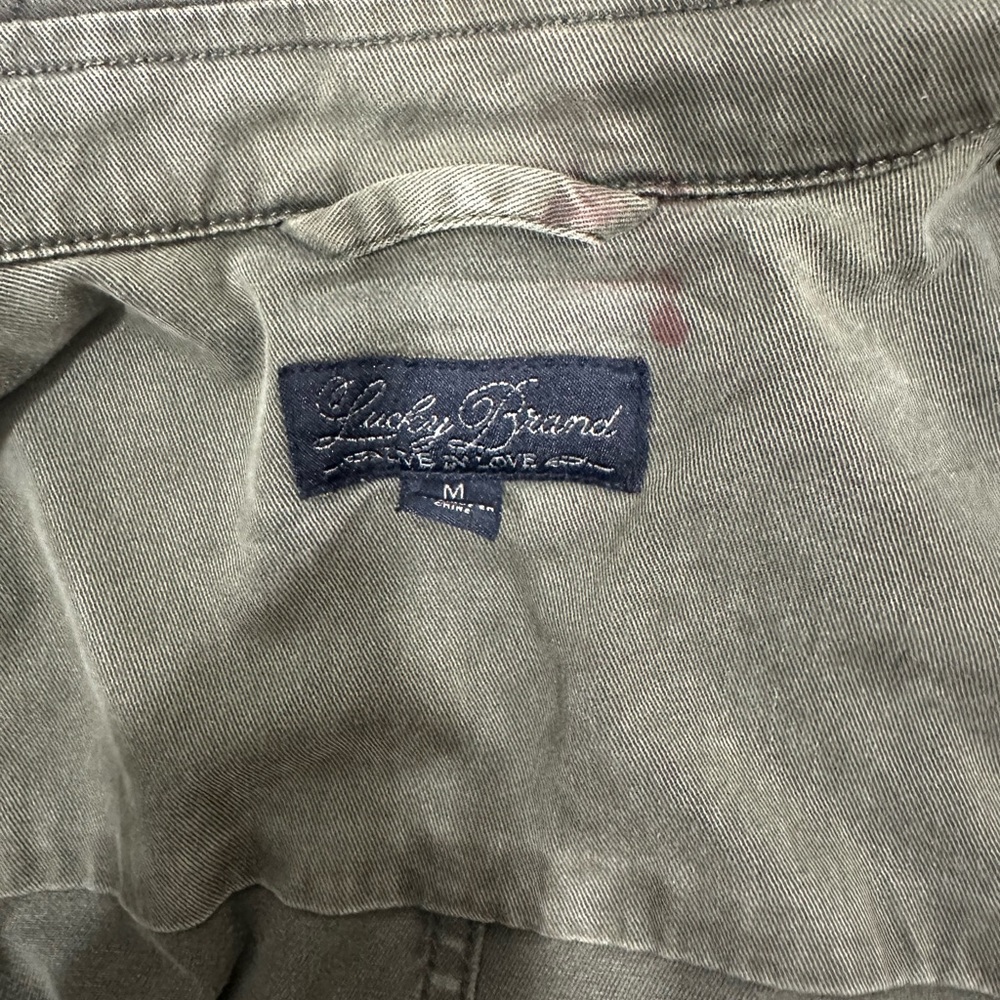 Lucky Brand Military Jacket M Cinched Waist Utility Army Olive Green Zip - Picture 11 of 13